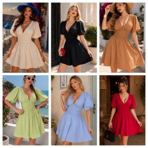 VESTIDO ESCOTE FRUNCIDO