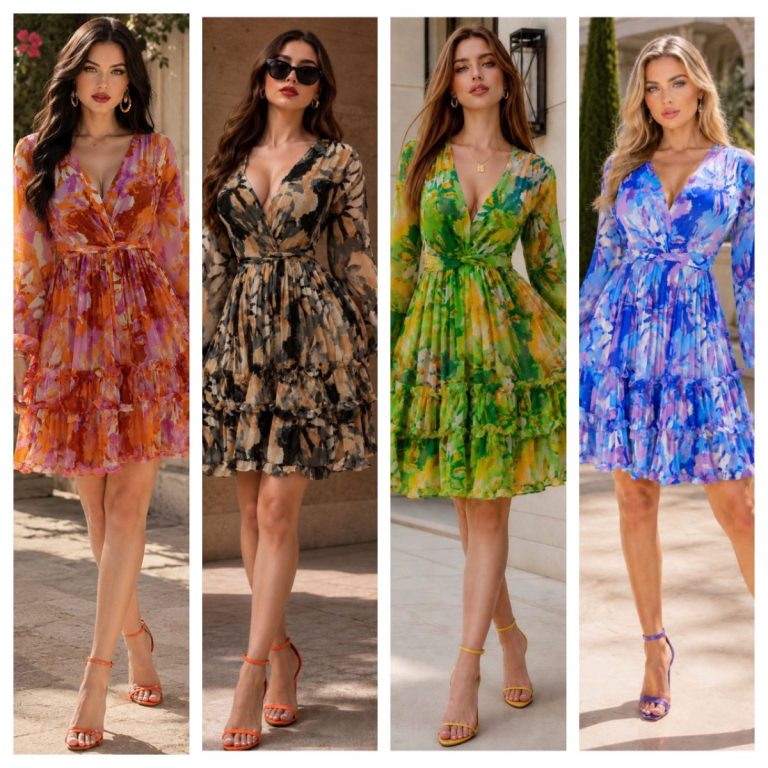 VESTIDO CORTO OLANES Y COLORES