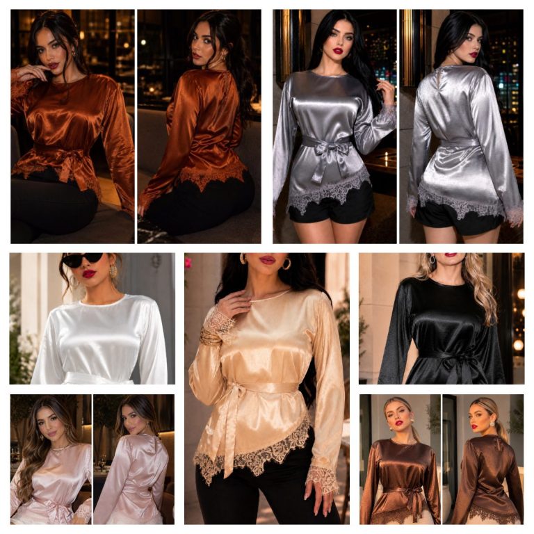 BLUSA DE SATIN CON ENCAJE