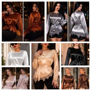 BLUSA DE SATIN CON ENCAJE