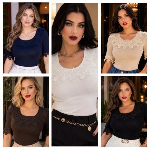 BLUSA DE VISCOSA CON ENCAJE