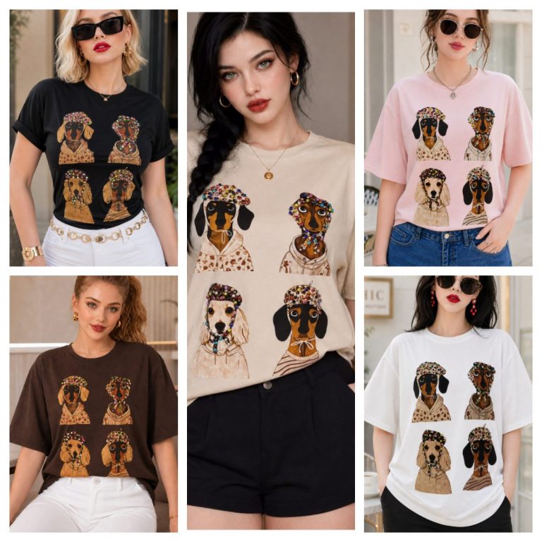 BLUSA BASICA PERRITOS CON PEDRERIA
