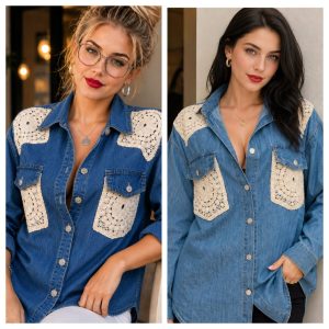 CAMISA DENIM CON DETALLES BORDADOS