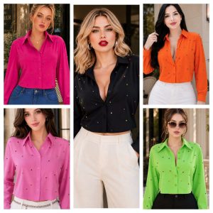 BLUSA CON PEDRERÍA MULTICOLOR