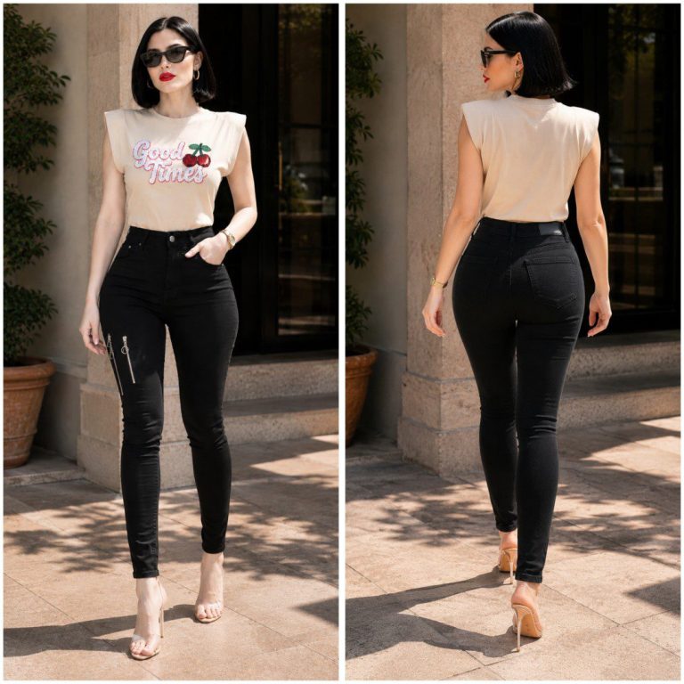 JEANS SKINNY CON CIERRES