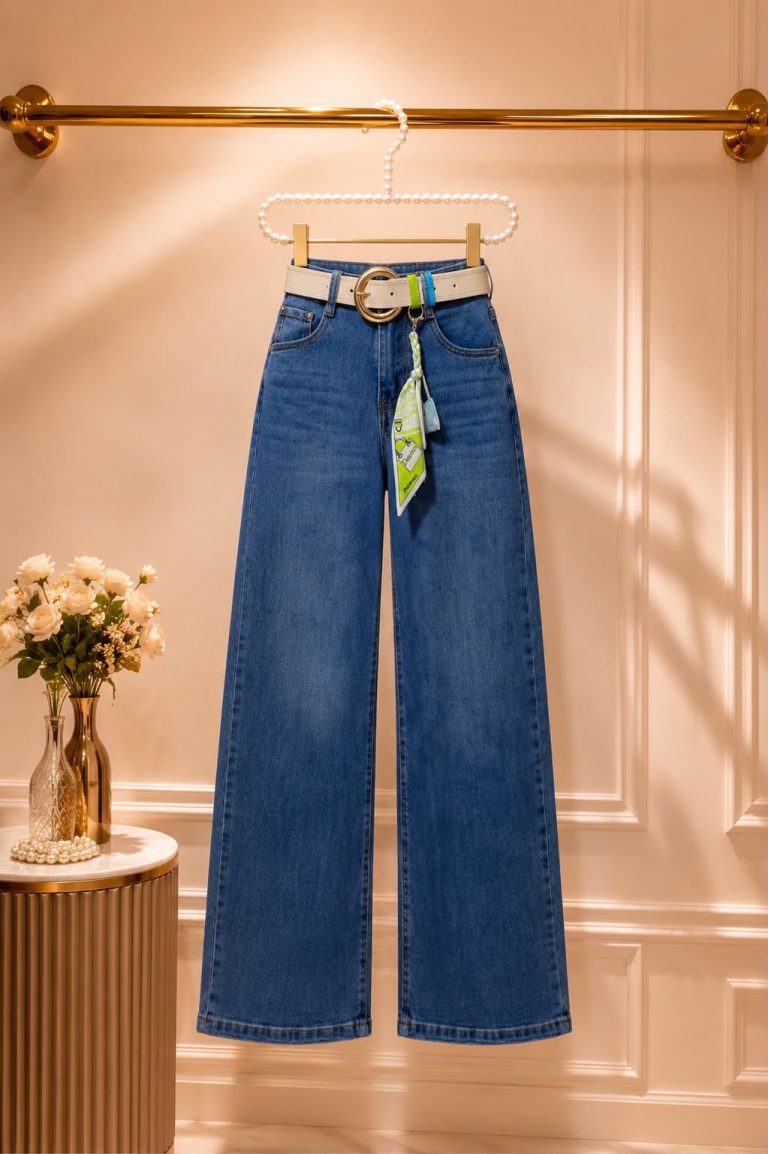 JEANS WIDE LEG CON LLAVERO Y CINTURON