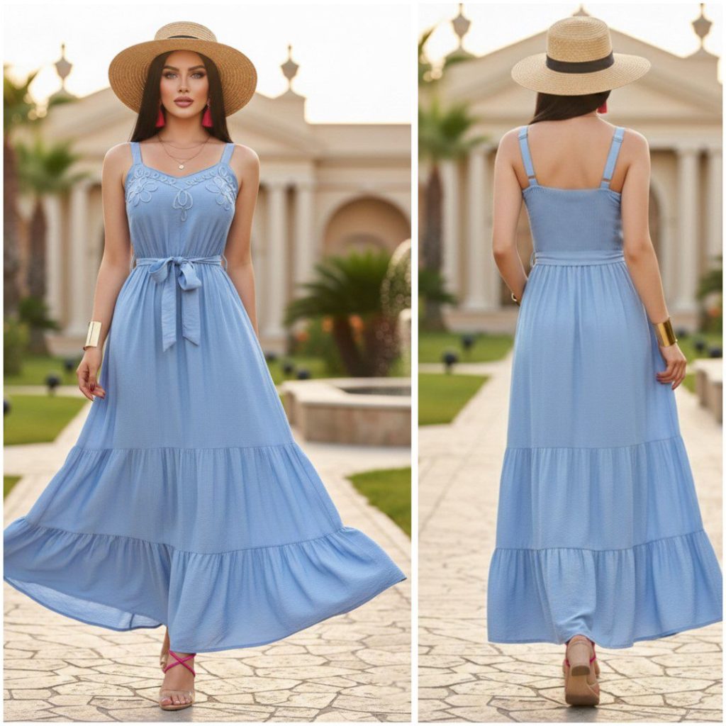 MAXIVESTIDO BORDADO MONOCROMÁTICO