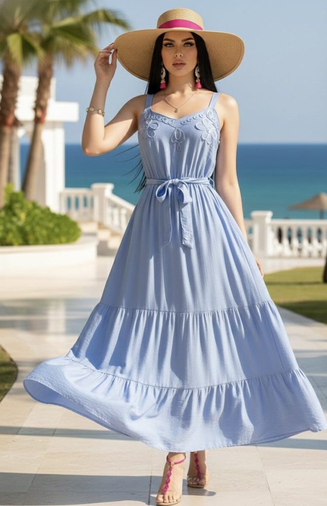 MAXIVESTIDO BORDADO MONOCROMÁTICO
