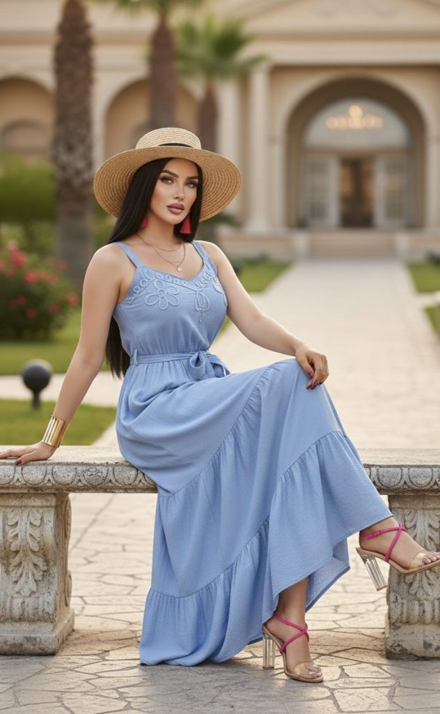 MAXIVESTIDO BORDADO MONOCROMÁTICO