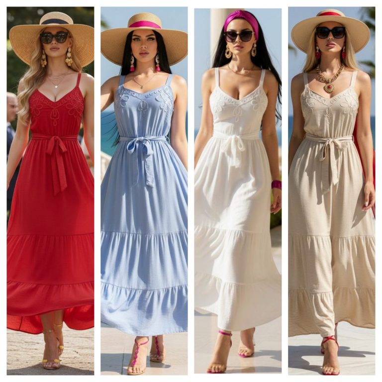 MAXIVESTIDO BORDADO MONOCROMÁTICO