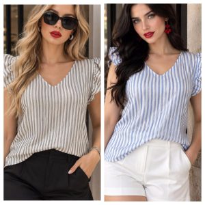 BLUSA A RAYAS ESCOTE V