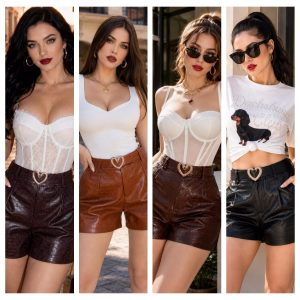 SHORT TEXTURA VINIPIEL CON CINTURON