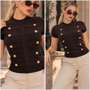 CHALECO TEJIDO ESTILO NAPOLEON