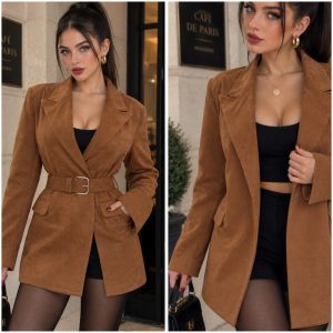 BLAZER LARGO DE GAMUZA