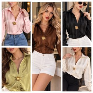 BLUSA CON BROCHE DORADO