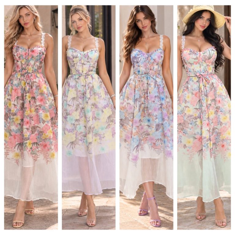 VESTIDO FLORAL CON PERLAS