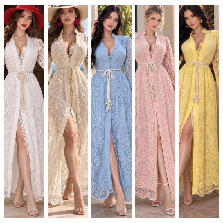 MAXI VESTIDO BORDADO CON CINTURON