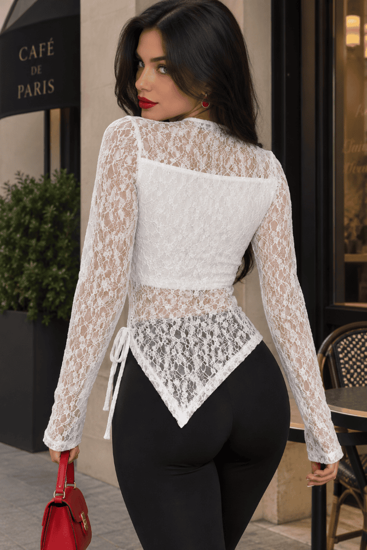 BLUSA DE ENCAJE ASIMETRICA