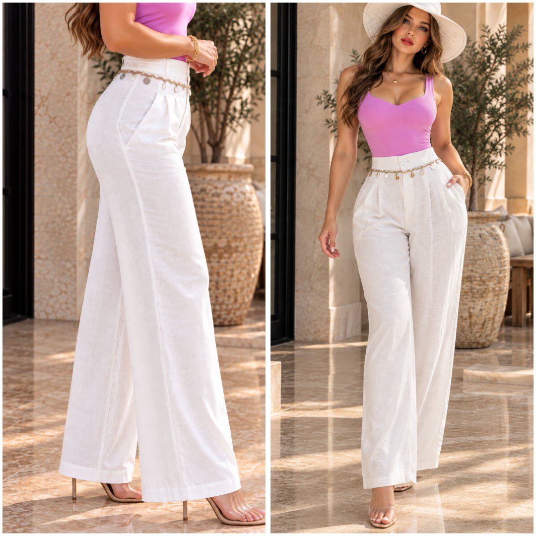 PANTALON CON DETALLE VERANIEGO EN CINTURA
