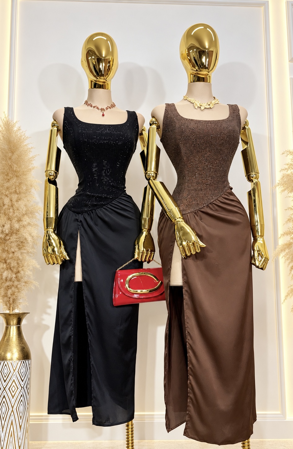 VESTIDO CON BRILLOS Y PIEDRITAS