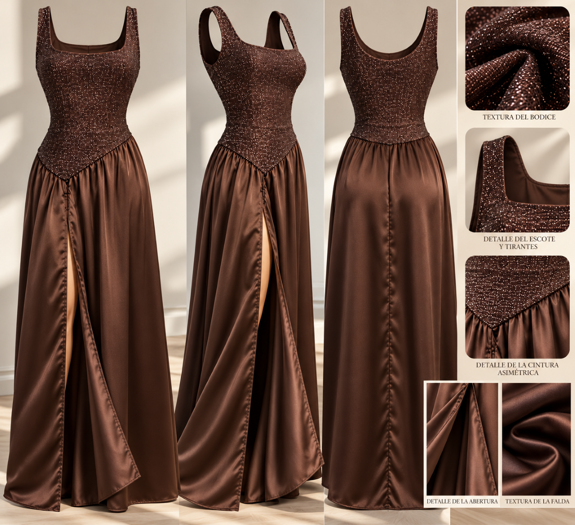 VESTIDO CON BRILLOS Y PIEDRITAS