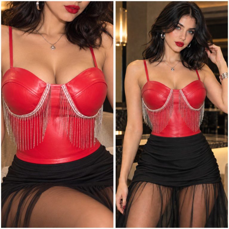 BUSTIER DE VINIPIEL CON COLGANTES