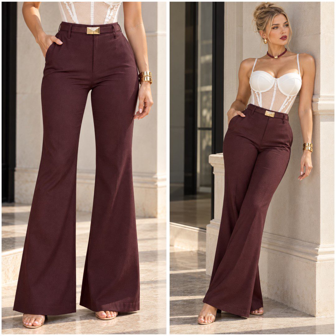 PANTALON FLARE CON CINTURON