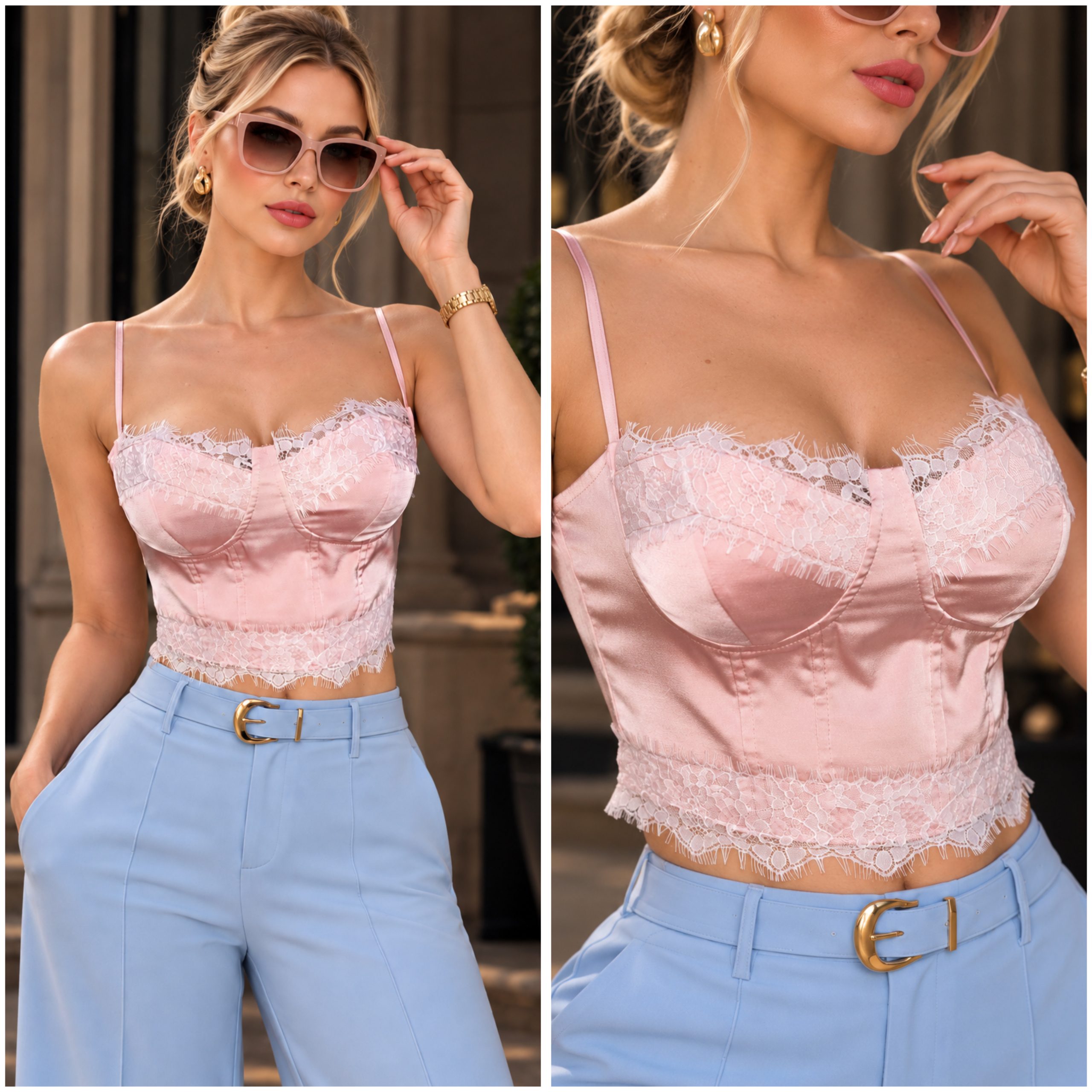 TOP TIPO CORSET CON ENCAJE