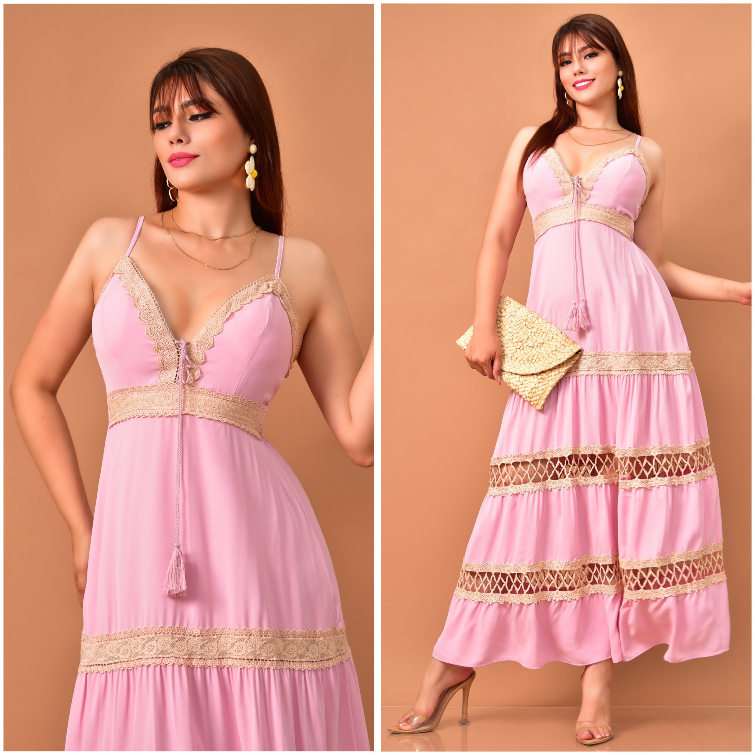 MAXIVESTIDO FRESCO TIRA BORDADA