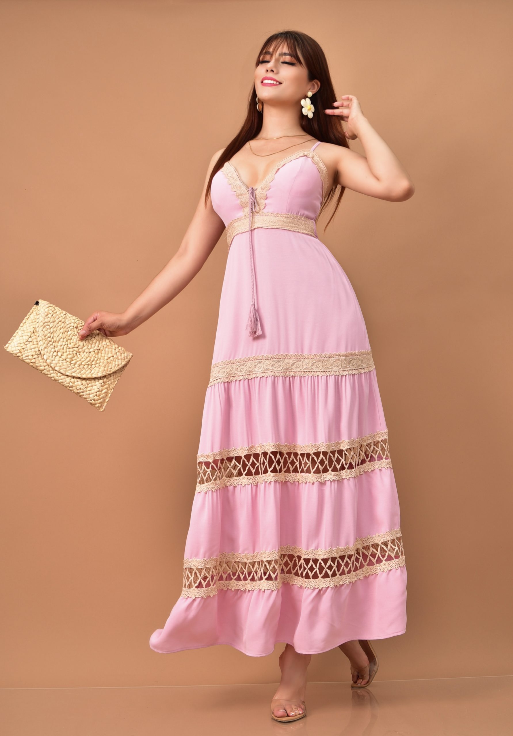 MAXIVESTIDO FRESCO TIRA BORDADA