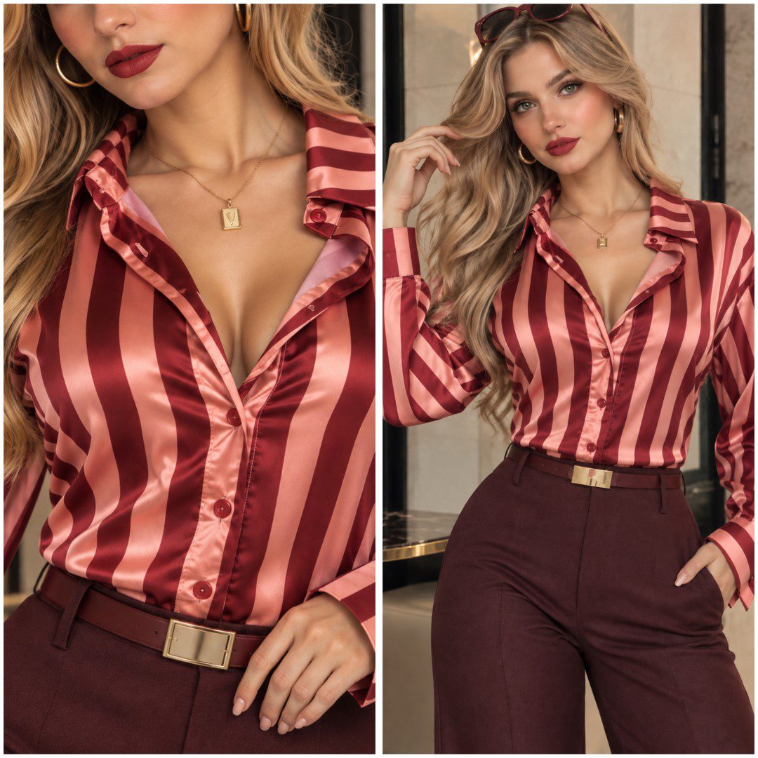 CAMISA SATINADA A RAYAS