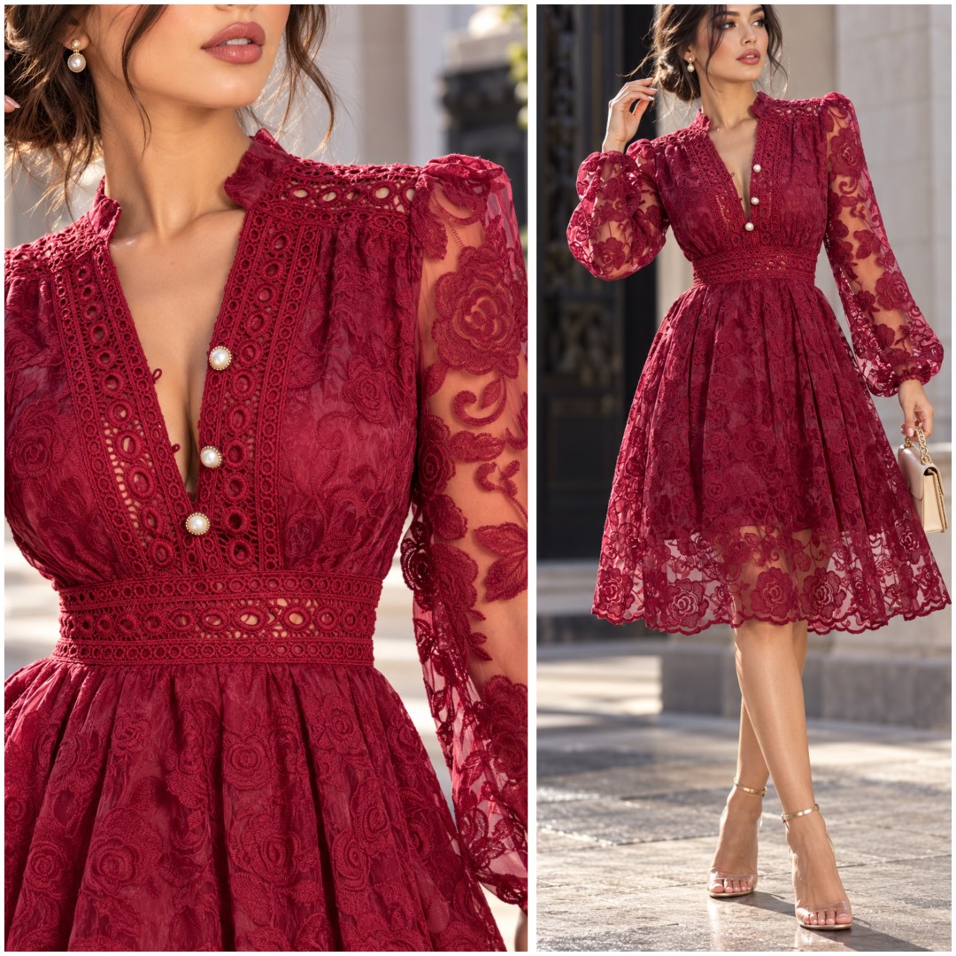 VESTIDO FLORAL CON BOTONES DE PERLA